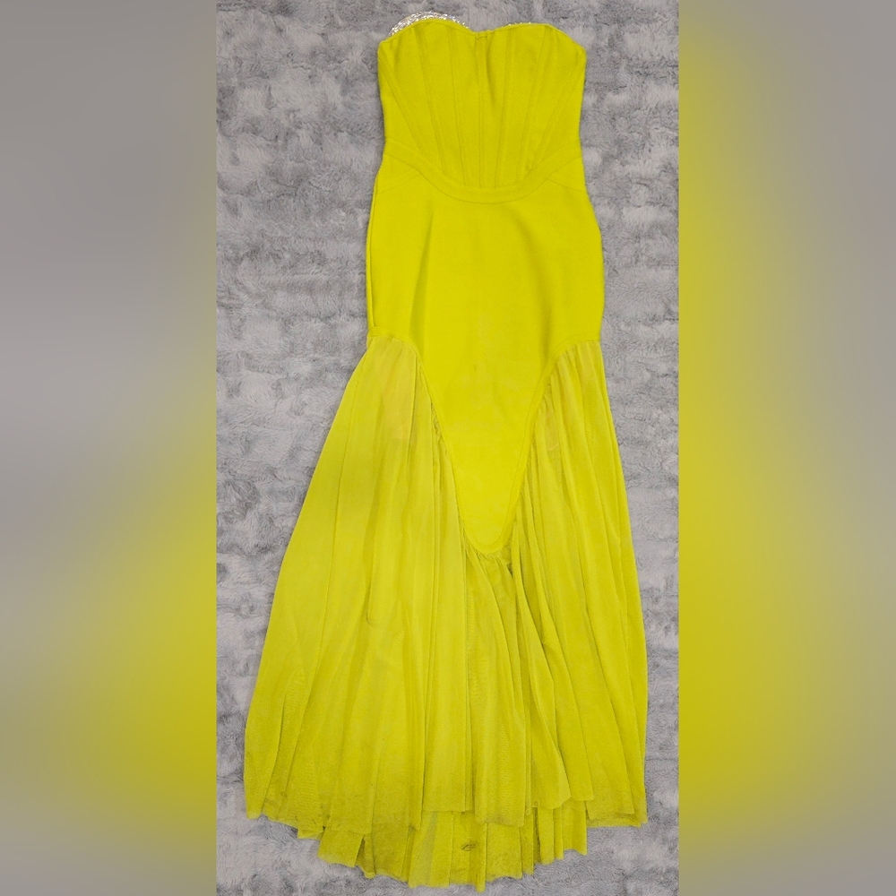 Strapless Yellow Mermaid Evening Dress